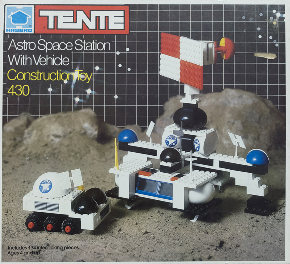 <p><strong>Figure 1.5</strong> Artwork that appeared on the Astro Space Station With Vehicle packaging provides a good view of the toys and logo application.</p>