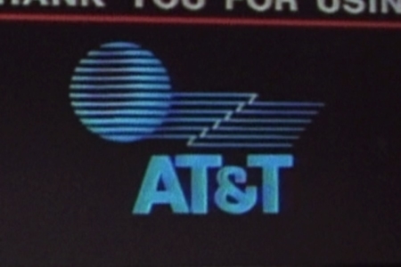 <p><strong>Figure 2.1</strong> The video screen usage gives us the closest look at the film’s futuristic AT&T logo.</p>