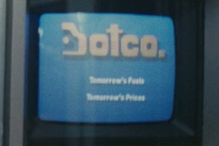 <p><strong>Figure 1.1</strong> The Botco logotype appears once in the film, in a commercial played on monitors aboard the Metro transport. Below the logotype, their slogan reads: “Tomorrow’s Fuels. Tomorrow’s Prices.”</p>
