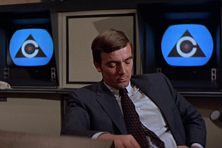 <p><strong>Figure 4.19</strong> On screens in the Colossus Programming Office, where Forbin also isn’t feeling so good about that decision to give nukes to an artificial intelligence.</p>