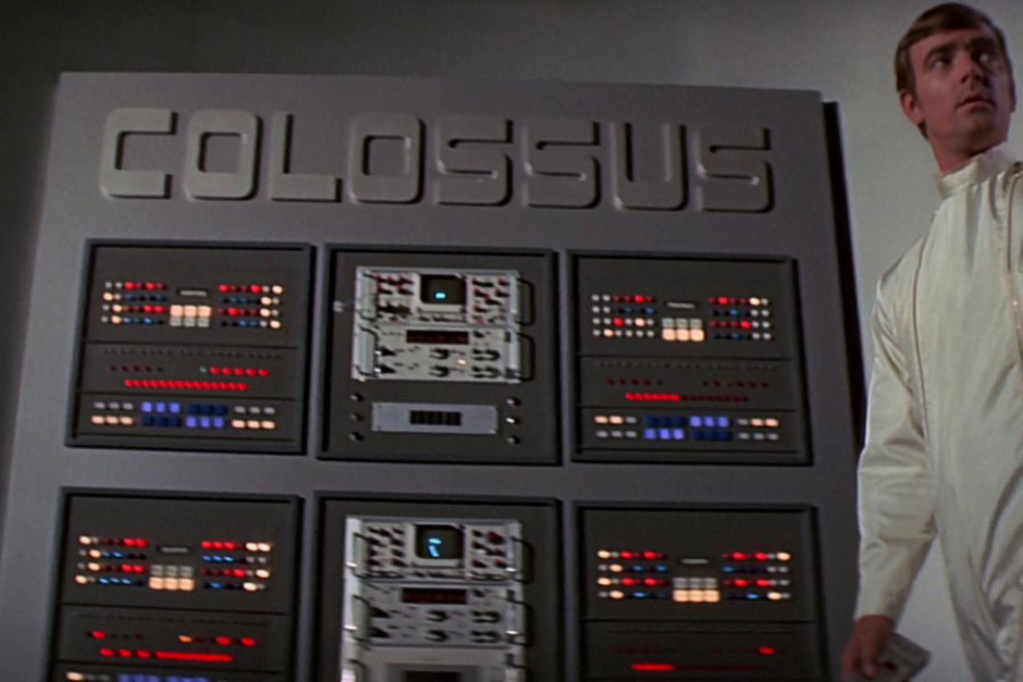 <p><strong>Figure 6.1</strong> The Colossus logotype, seen above a control panel in the beginning of the film.</p>