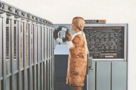 <p><strong>Figure 8.2</strong> Image from UNIVAC 1108-II brochure, The Big System With the Big Reputation (1965). Source: Computer History Museum</p>