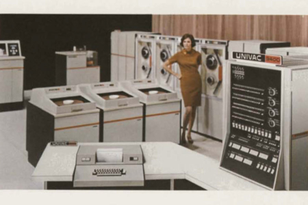<p><strong>Figure 8.3</strong> Image from UNIVAC 9400 System brochure (1969). Source: Computer History Museum</p>