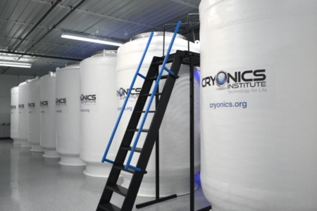 <p><strong>Figure 1.3</strong> A look inside the Cryonics Institute — one of a number of companies in the business of preserving dead humans in liquid nitrogen, for a possible restoration of life in the future. Source: Cryonics Institute</p>