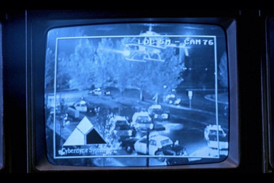 <p><strong>Figure 7.1</strong> Security camera feeds are seen multiple times in the film, and they all feature what I’ve designated Screen-Use Signature B.</p>