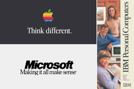 <p><strong>Figure 11.2</strong> In the 80s and early 90s, it was common to see serif fonts used in marketing ads from the computer industry. Source: Google Books</p>