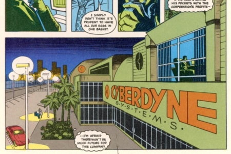 <p><strong>Figure 13.1</strong> The Cyberdyne Systems logo, as it appeared on their headquarters in the first Terminator comics from Dark Horse.</p>