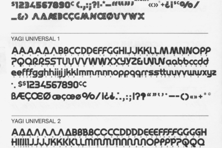 <p><strong>Figure 4.2</strong> Type specimen for Yagi Universal, which is a close match for letterforms that appear in the Off-world logotype. Source: <em>Fonts in Use</em></p>