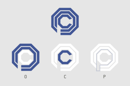 <p><strong>Figure 1.1</strong> Breakdown of OCP logo into independent letterforms.</p>