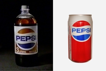 <p><strong>Figure 3.1</strong> Two versions of the Pepsi logo that could be found in 1985. Image Sources: 1985 Pepsi TV Commercial (Left) and <em>CanPedia</em> (Right)</p>