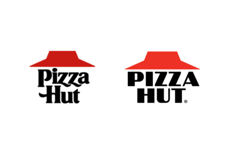 <p><strong>Figure 2.1</strong> The real-world 1989 version of the Pizza Hut logo (left), next to the film’s fictional depiction of the logo from 2015 (right).</p>