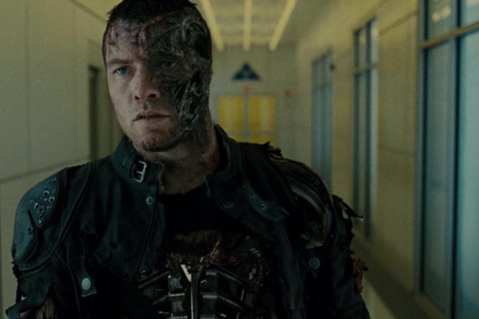 <p><strong>Figure 4.4</strong> As Marcus Wright approaches the heart of Skynet, we see the mark on the wall above the door behind him. Source: <em>Terminator: Salvation</em></p>