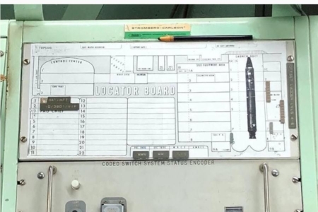 <p><strong>Figure 6.1</strong> Note the Stromberg-Carlson wordmark and General Dynamics logo top-center, on this control console from a Titan ICBM launch complex.</p>