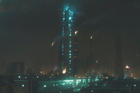 <p><strong>Figure 6.4</strong> Skynet Central is located in the ruins of San Francisco, and houses an interface with Skynet’s mainframe, a Terminator factory and prison camp for human test subjects. Source: <em>Terminator: Salvation</em></p>