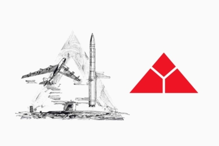 <p><strong>Figure 7.3</strong> A vintage illustration depicting the Cold War nuclear triad, which consisted of ICBMs, bombers and SLBMs, next to the Skynet mark.</p>