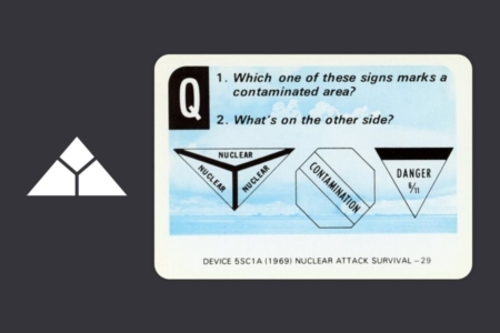 <p><strong>Figure 7.4</strong> The answer to the question on this US Navy study card, is the sign on the far left, which bears some resemblance to the Skynet mark.</p>