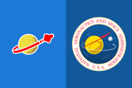 <p><strong>Figure 2.1</strong> The 1978 LEGO Space logo (left) is very likely inspired by the original 1959 NASA logo (right), referred to and still used formally as the “NASA Seal” at present.<br /></p>