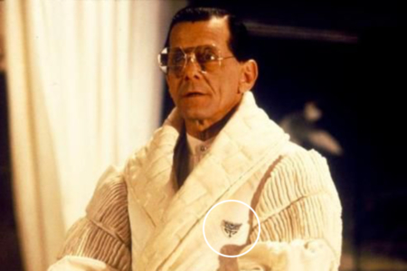 <p><strong>Figure 3.3</strong> A promotional photo of Dr. Eldon Tyrell, wearing a robe bearing the Tyrell monogram. Source: Unknown</p>