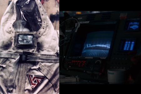 <p><strong>Figure 1.3</strong> The UK-7 symbol appeared on Kane’s death shroud, although it wasn’t seen in the final cut of the film. Source for image on the left: “The Funeral,” <em>Strange Shapes</em></p>
