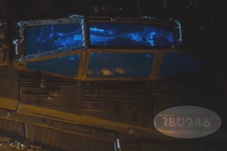 <p><strong>Figure 2.4</strong> In the film, a string of numbers is visible below the bridge viewport (highlighted). They read 780246, which does not match the registration number 180286-09 used to identify the Nostromo.</p>