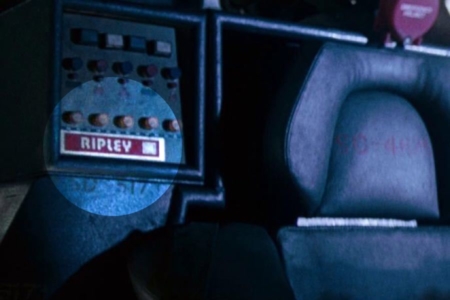 <p><strong>Figure 4.2</strong> Behind Ripley’s seat on the bridge, we see the name plate for her station is set in Pump Medium (highlighted).</p>