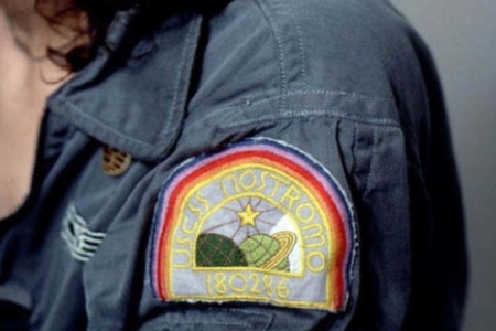 <p><strong>Figure 5.3</strong> The USCSS NOSTROMO patch design as it appeared in the film. Source: <em>IMDb Photo Gallery</em> for <em>Alien</em> (1979)</p>