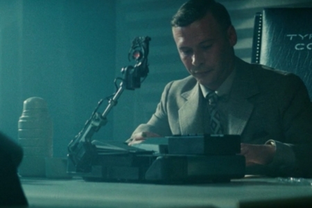 <p><strong>Figure 1.1</strong> The Voight-Kampff test machine, in the scene where Holden interrogates Leon at Tyrell Corp.</p>