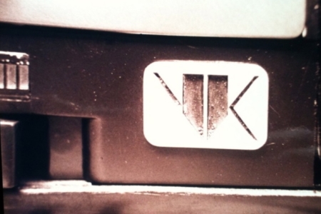 <p><strong>Figure 2.3</strong> The final V-K logo as it appeared on the face of the machine prop. Source: Propsummit, Photo by Tom Southwell</p>