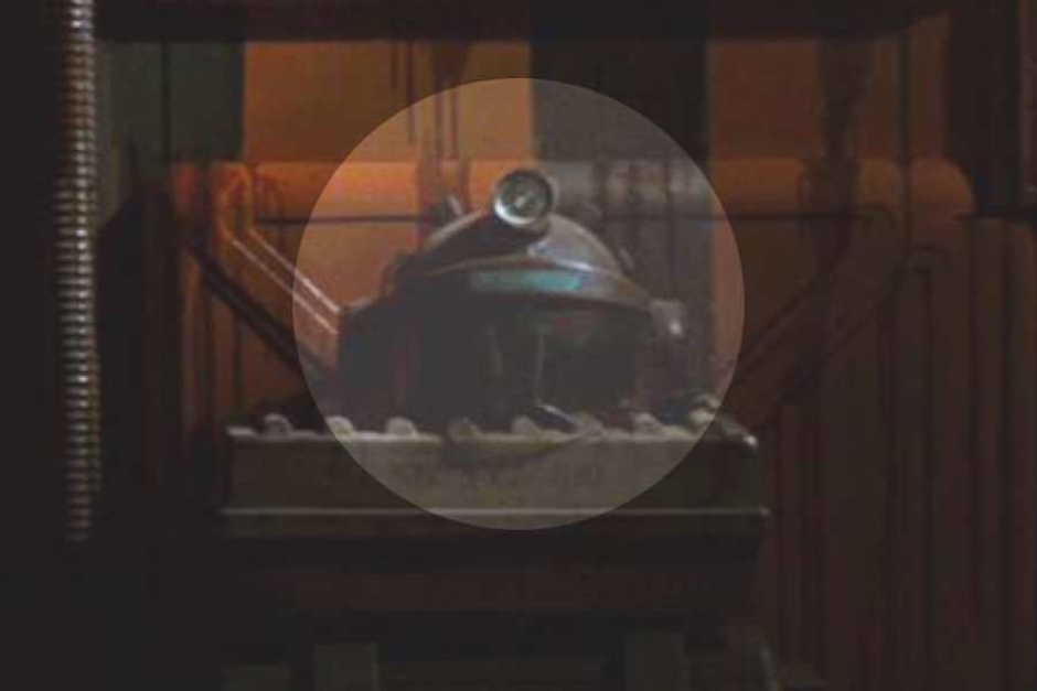 <p><strong>Figure 2.9</strong> Just before Brett, Parker and Ripley search lockers for the alien, we see a helmet bearing the logo (highlighted).</p>